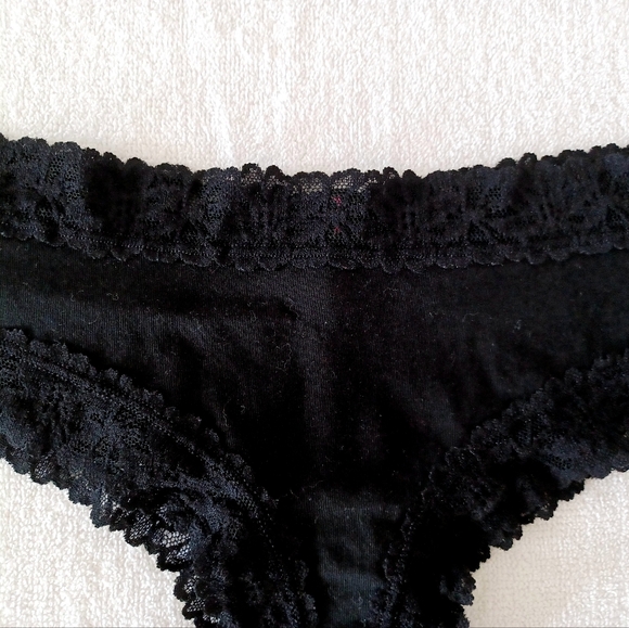 PINK Victoria's Secret Cheekster Tanga Black Cotton Panty, L - Picture 2 of 12